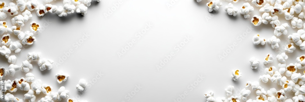 Aufkleber white background with a lot of popcorn on it. the popcorn is scattered all over the background, crea