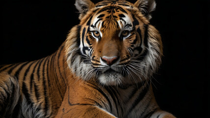 Fototapeta premium Portrait of a Tiger with a black background 