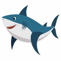 Fototapeta premium Great White Shark Colorful On White Background