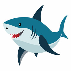 Great White Shark Colorful On White Background