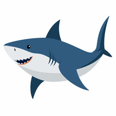 Great White Shark Colorful On White Background