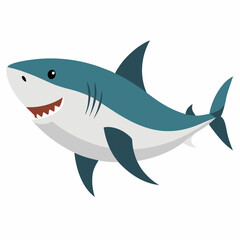 Great White Shark Colorful On White Background