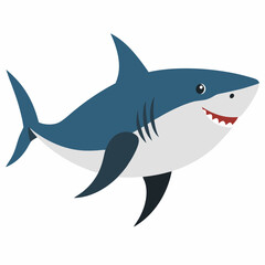 Obraz premium Great White Shark Colorful On White Background