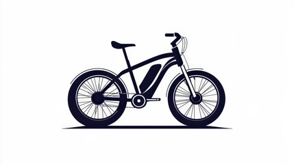 Obraz premium Stylish Black Electric Bicycle Side View Illustration in Minimalist Design