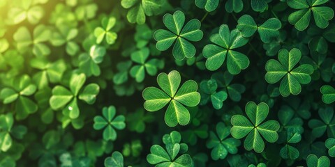 Vibrant green background featuring three leaved shamrocks, representing luck and the spirit of St. Patrick s Day, along with the iconic Lucky Irish Four Leaf Clover symbol for Earth Day celebrations.