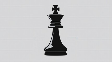 Fototapeta premium Elegant Black Chess King Piece Icon on Light Background