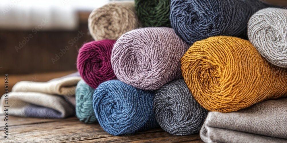 Poster skeins of yarn and textured fabrics come in an array of colors. the threads are seamlessly knitted f