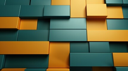 Abstract Geometric Pattern: Teal and Amber Blocks