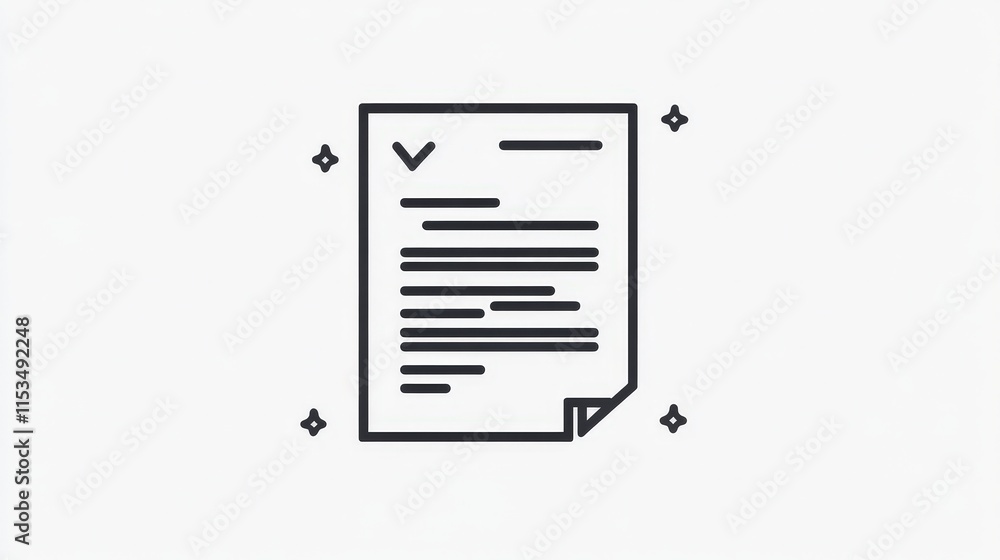 Poster simple document icon with checkmark on minimalist background