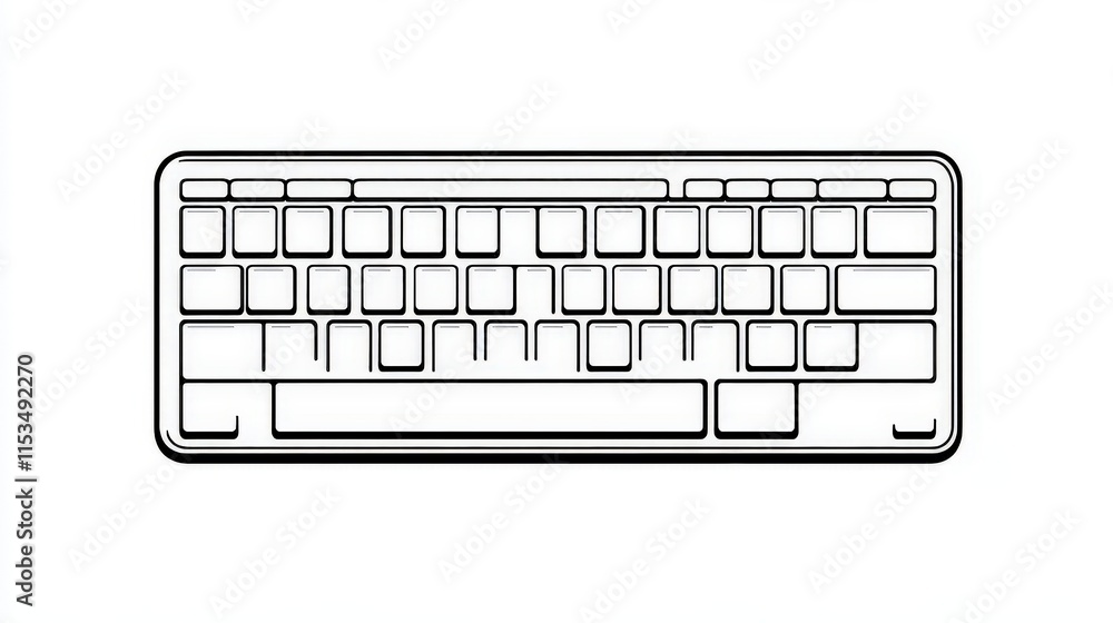 Poster minimalist outline of a modern computer keyboard design