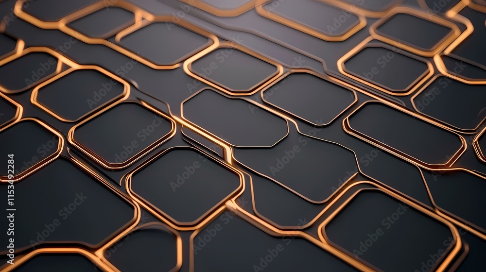 Poster the image contains an abstract pattern of dark gray, almost black, rectangular shapes outlined with 