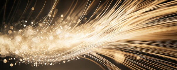 A shimmering stream of golden light trails, creating an ethereal and magical atmosphere with sparkling effects.
