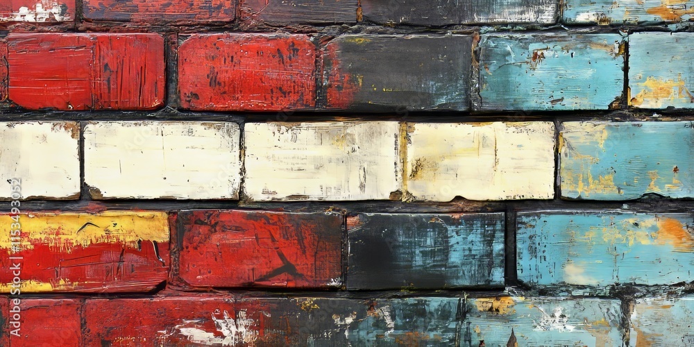 Aufkleber texture of painted old brick serves as a captivating background or wallpaper, featuring two distinct
