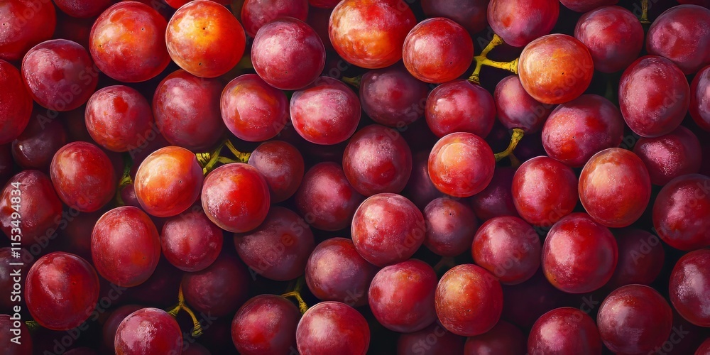 Poster close up view showcasing a large amount of red grapes, highlighting their vibrant color and texture.