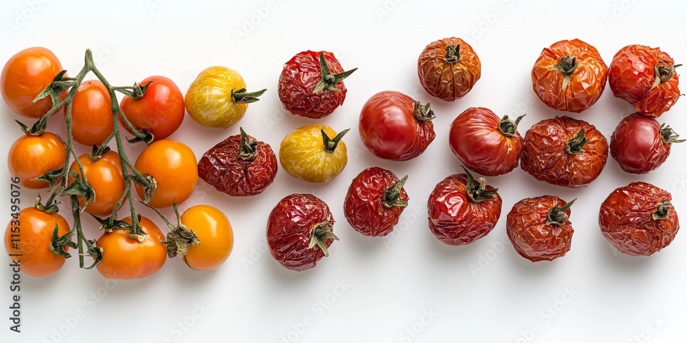 Poster isolated tomatoes on a white background highlight the vibrant color and texture of these fresh tomat