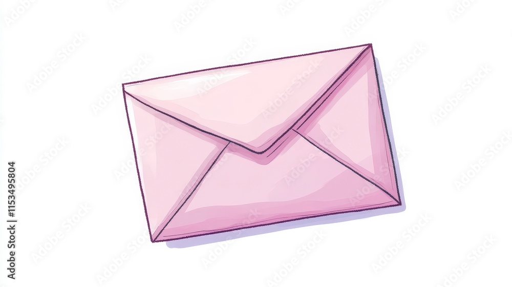 Poster pink envelope with simple design on white background