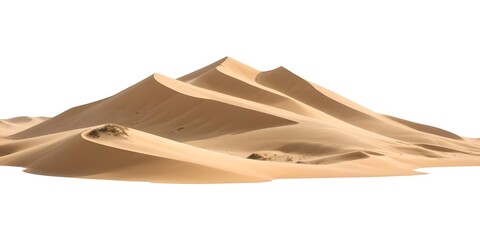 A desert landscape with rolling sand dunes and a warm, golden color palette