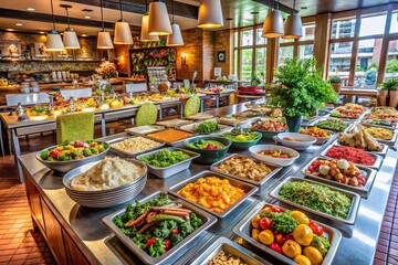 Fototapeta premium Lunch Buffet: Delicious Variety of Dishes at Local Restaurant