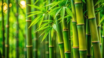 Fototapeta premium Lush Green Bamboo Clump with Bokeh Background - Isolated Stock Photo
