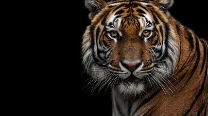Fototapeta premium Majestic Tiger Portrait on Black Background 