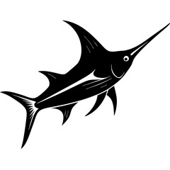 Swordfish Silhouette On White Background