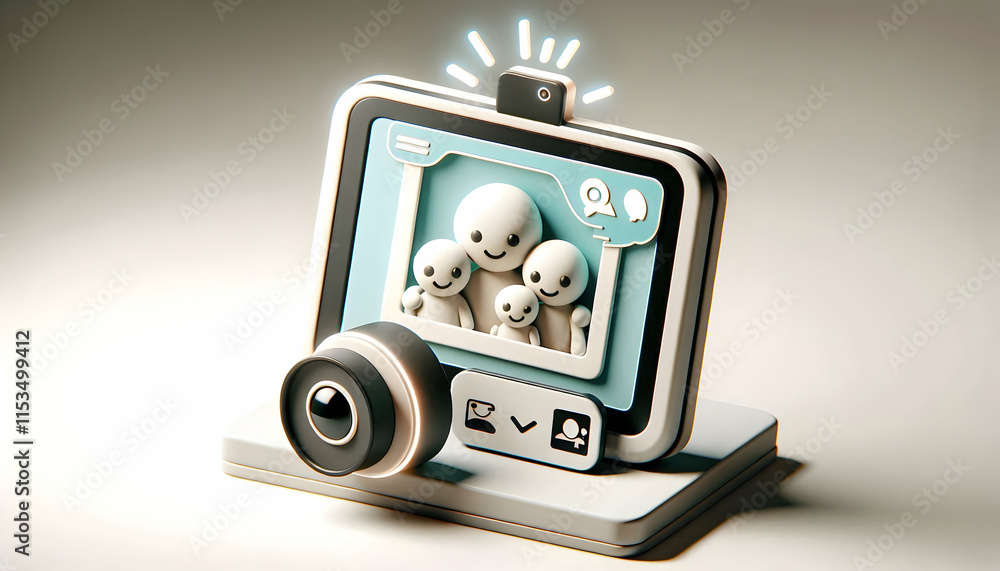 Aufkleber 3d glossy tablet on plain background with family photo placeholder concept as a high resolution imag