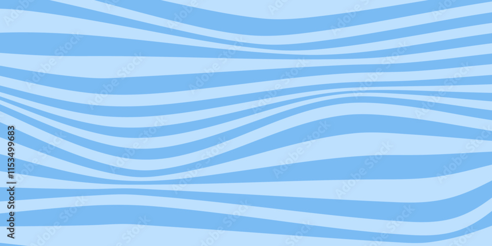 Aufkleber Abstract monochrome horizontal background with dynamic waves. Trendy vector illustration in style retro 60s, 70s. Blue colors
