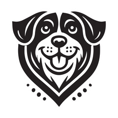 Naklejka premium Cute Black and White Cartoon Dog Illustration