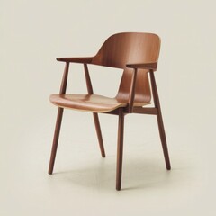 A wooden chair with a simple and elegant design isolated on a clean white background
