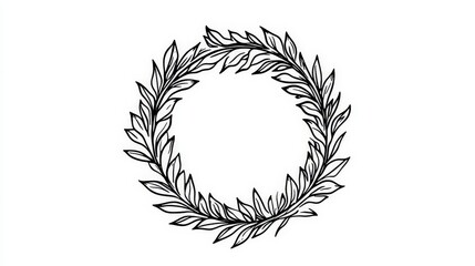 Hand-drawn Leaf Wreath Design for Decorative Use and Illustrations