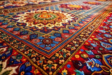 Luxurious Persian Carpet Detail: Rich Textures and Vibrant Colors