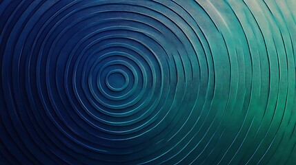 Close-up Photo: Deeply Saturated Teal and Blue Concentric Circles Abstract Texture. AI Generated
