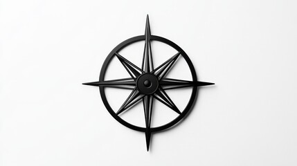 Elegant Black Compass Rose Design on White Background