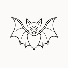 black bat, angry bat line art vector 