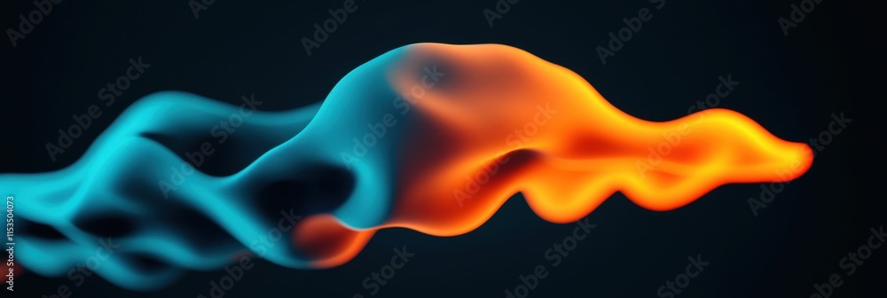Poster a dynamic swirl of blue and orange fluid shapes, creating a mesmerizing abstract design against a da