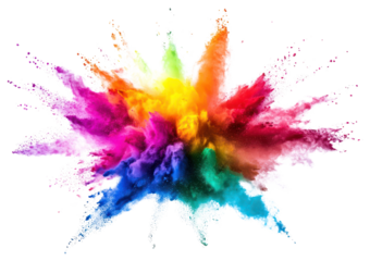 PNG Bright rainbow paint explosion powder burst.
