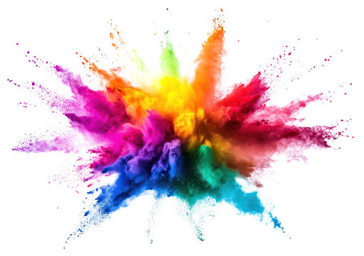 PNG Bright rainbow paint explosion powder burst.