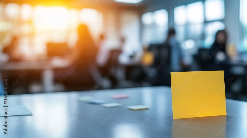 Poster creative problem solving with post-it notes in office