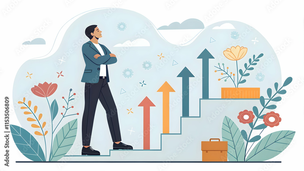 Poster growth mindset and sustained effort leading to business success concept - executive in professional 