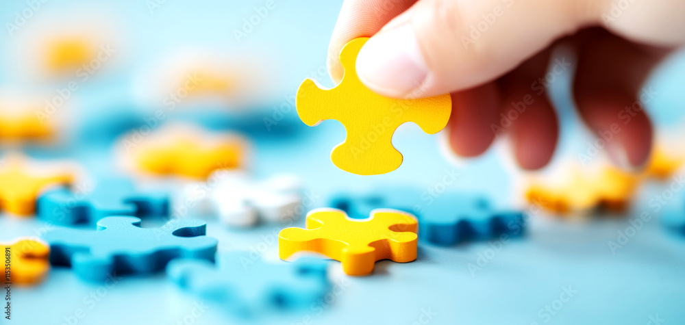 Poster innovative puzzle solving event creative workspace image content focused environment close-up viewpo