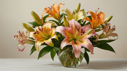 Obraz premium bouquet of orange lilies background
