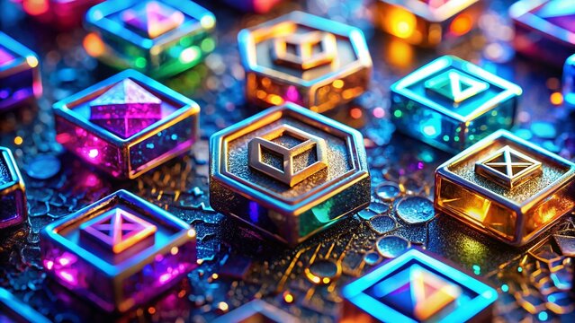 Macro Shot of HTML5, CSS3, and JavaScript Code File Symbols: Web Development Programming Language Files