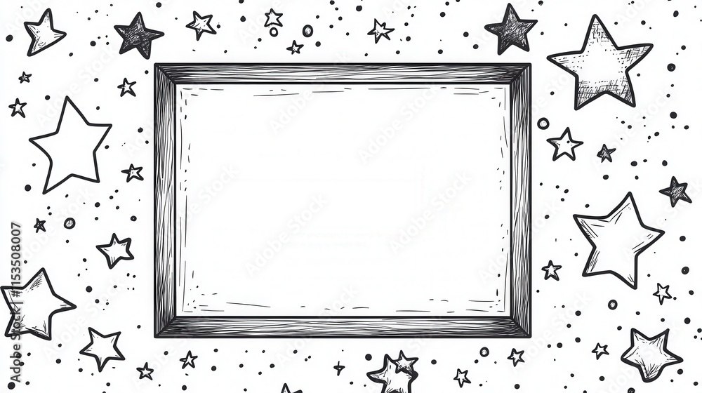 Aufkleber hand-drawn star frame with blank space for custom messages