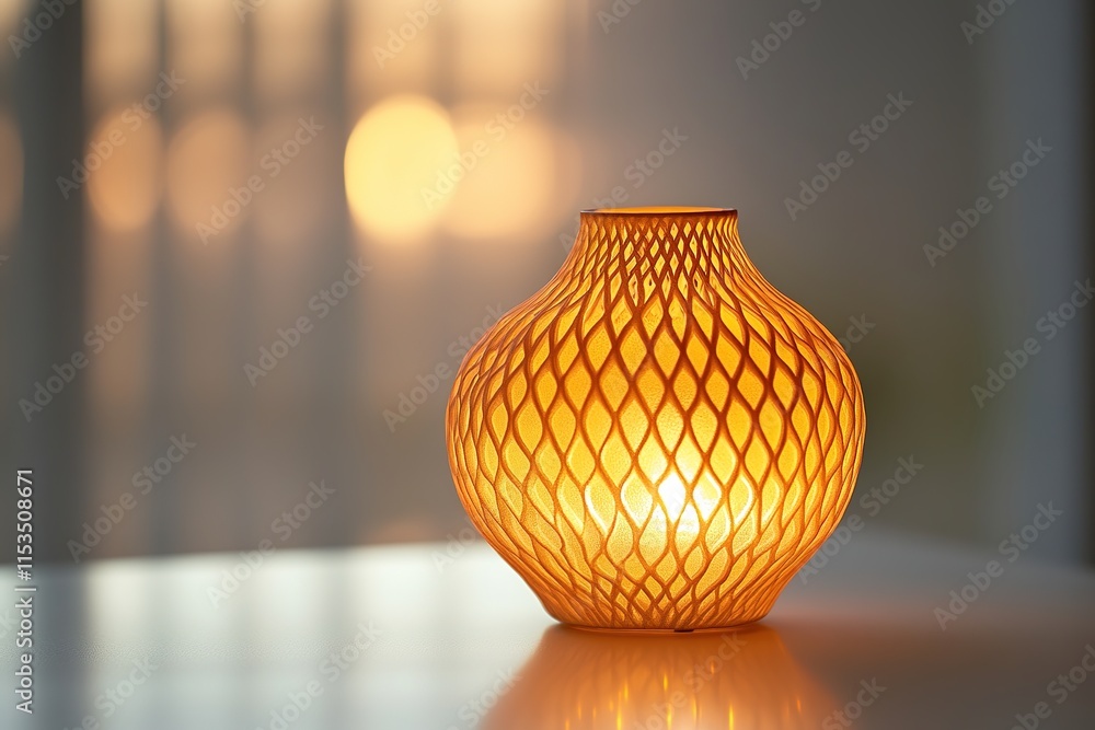 Aufkleber glowing decorative lantern displayed on clean matte white surface under soft diffused light