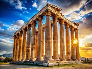 Fototapeta premium Majestic Ancient Temple of Olympian Zeus, Athens, Greece: High-Resolution Stock Photo