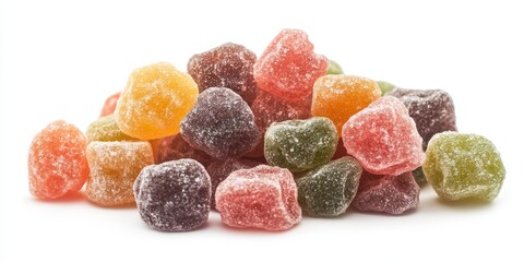 Isolated on a white background, puffed freeze dried fruit flavored candy offers a unique and delightful taste experience, showcasing the vibrant colors and textures of puffed freeze dried fruit.