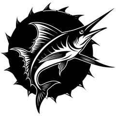 Marlin Silhouette On White Background
