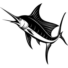Marlin Silhouette On White Background