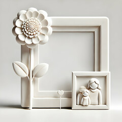 3D Plain White Background Single Flower Family Photo Frame Love Memories Emotional Moments