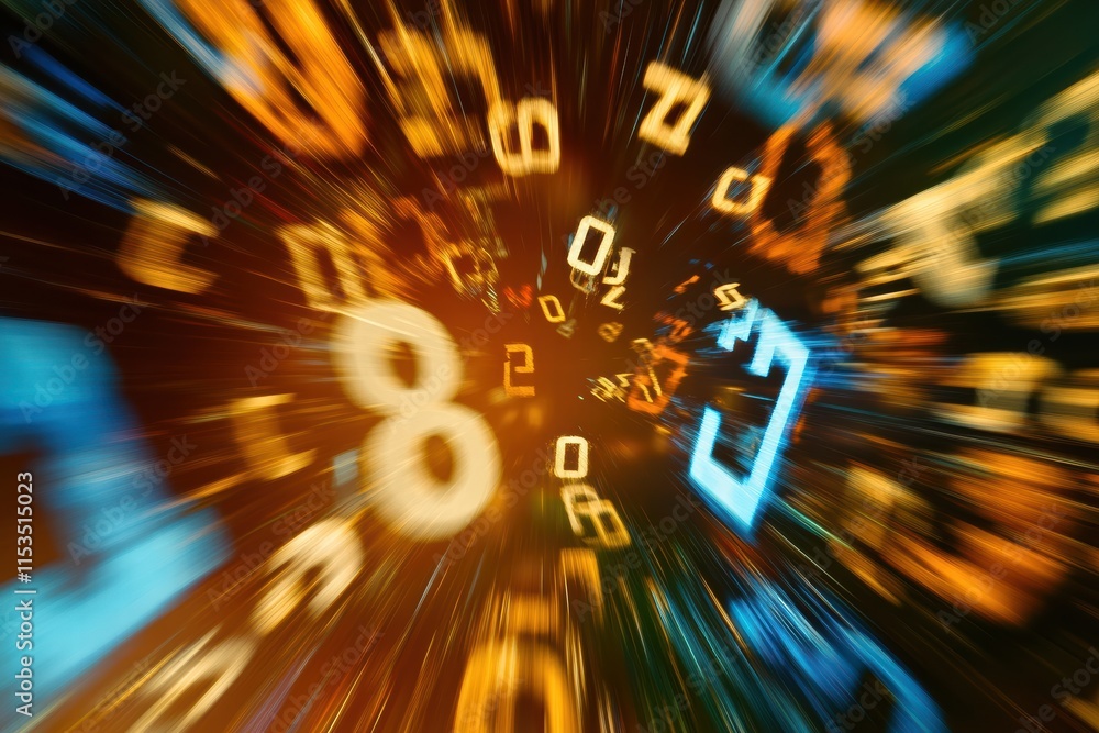 Poster abstract background of flowing numbers in vibrant colors depicting digital transformation